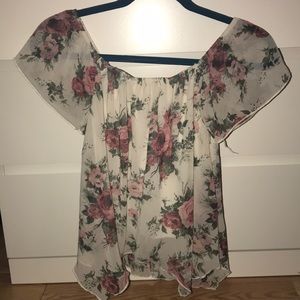 floral off the shoulder  shirt
